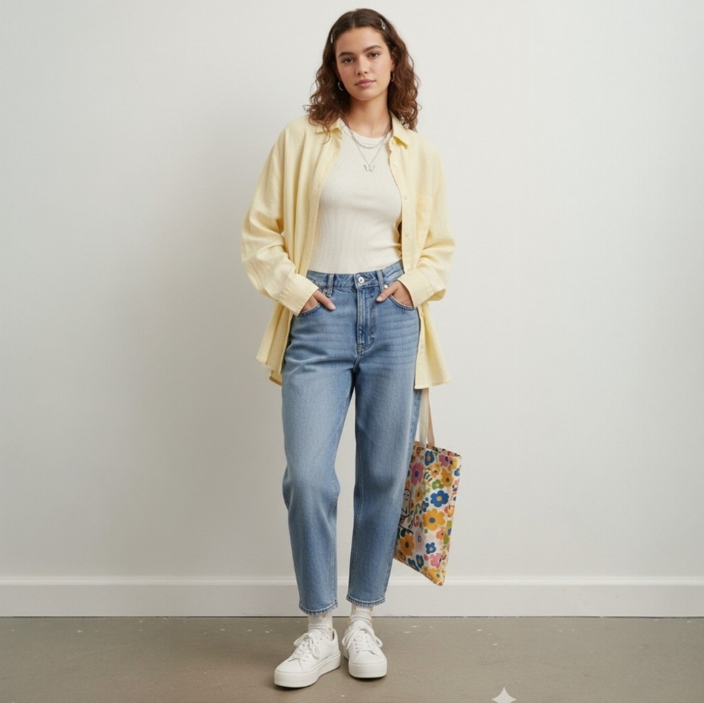 BDG UO High Rise Tapered Jeans -‎ Clean Girl Aesthetic - Light Wash 25